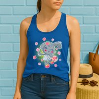 Cute Flower Easter Bunny Womens Tank Top