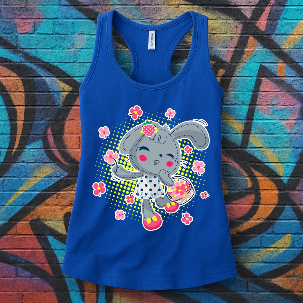 Cute Flower Easter Bunny Womens Tank Top