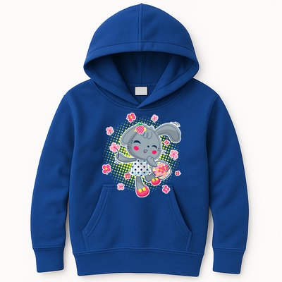 Cute Flower Easter Bunny Kids Hoodie