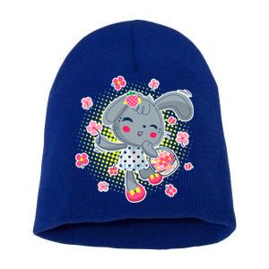 Cute Flower Easter Bunny Short Acrylic Beanie