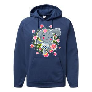 Cute Flower Easter Bunny Performance Fleece Hoodie