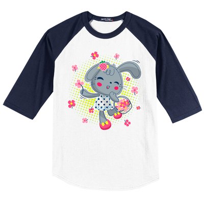 Cute Flower Easter Bunny Baseball Sleeve Shirt