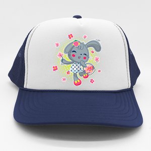 Cute Flower Easter Bunny Trucker Hat