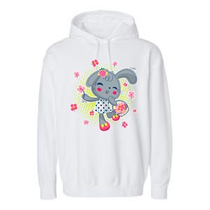 Cute Flower Easter Bunny Garment-Dyed Fleece Hoodie