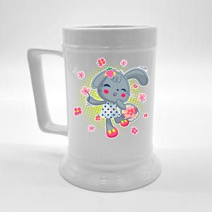 Cute Flower Easter Bunny Beer Stein