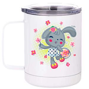 Cute Flower Easter Bunny 12 oz Stainless Steel Tumbler Cup