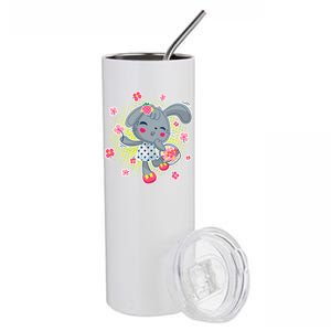 Cute Flower Easter Bunny Stainless Steel Tumbler