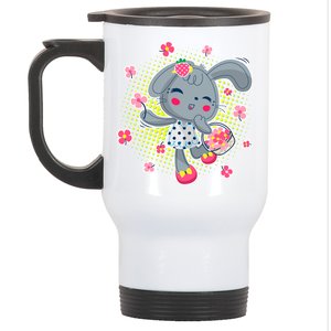 Cute Flower Easter Bunny Stainless Steel Travel Mug