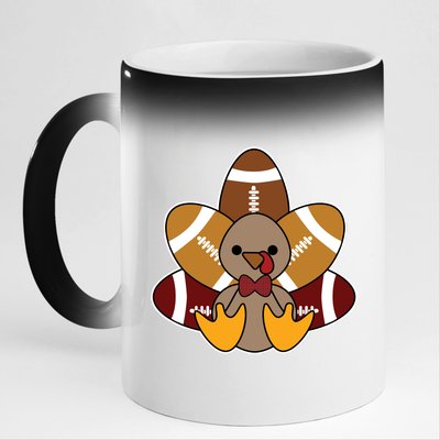 Cute Football Turkey Thanksgiving 11oz Black Color Changing Mug