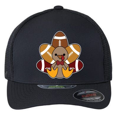 Cute Football Turkey Thanksgiving Flexfit Unipanel Trucker Cap