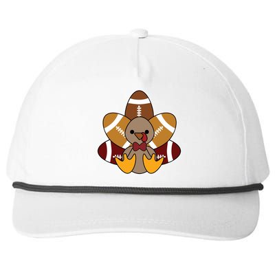 Cute Football Turkey Thanksgiving Snapback Five-Panel Rope Hat