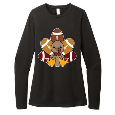 Cute Football Turkey Thanksgiving Womens CVC Long Sleeve Shirt