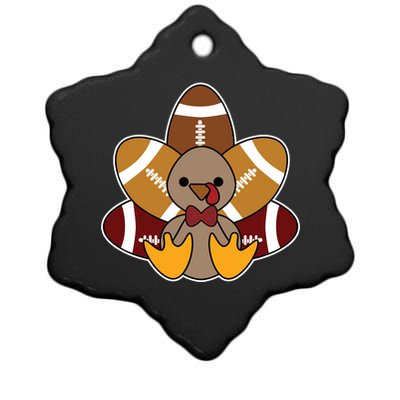 Cute Football Turkey Thanksgiving Ceramic Star Ornament