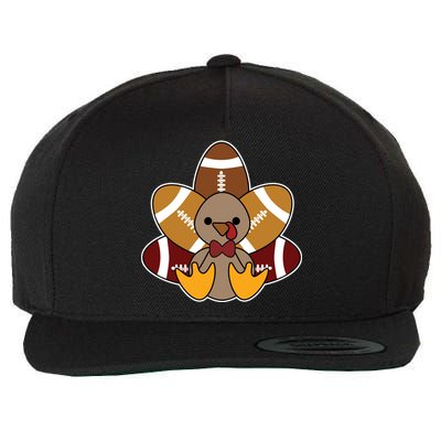 Cute Football Turkey Thanksgiving Wool Snapback Cap