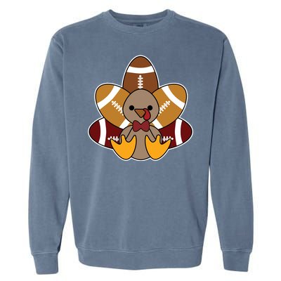 Cute Football Turkey Thanksgiving Garment-Dyed Sweatshirt