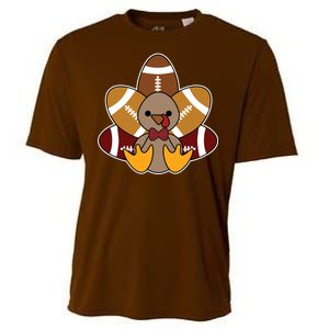 Cute Football Turkey Thanksgiving Cooling Performance Crew T-Shirt