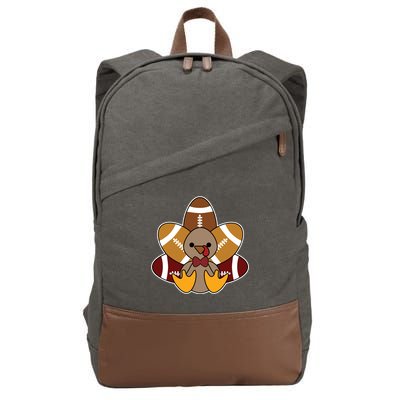 Cute Football Turkey Thanksgiving Cotton Canvas Backpack