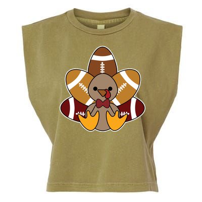 Cute Football Turkey Thanksgiving Garment-Dyed Women's Muscle Tee