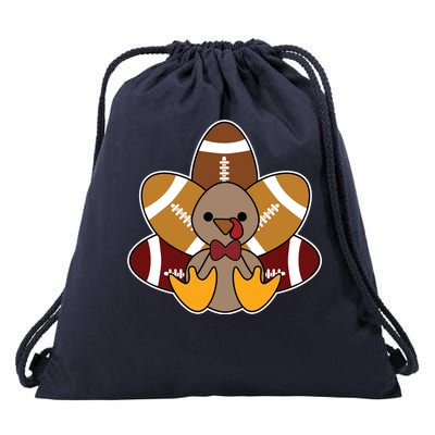 Cute Football Turkey Thanksgiving Drawstring Bag