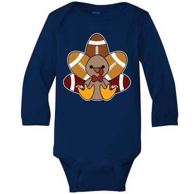 Cute Football Turkey Thanksgiving Baby Long Sleeve Bodysuit