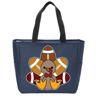 Cute Football Turkey Thanksgiving Zip Tote Bag