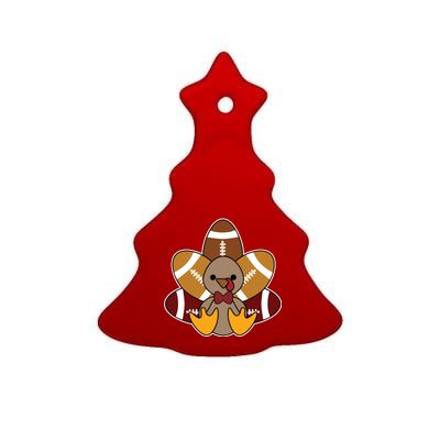 Cute Football Turkey Thanksgiving Ceramic Tree Ornament