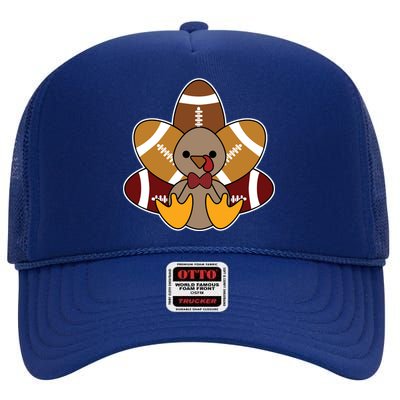 Cute Football Turkey Thanksgiving High Crown Mesh Back Trucker Hat