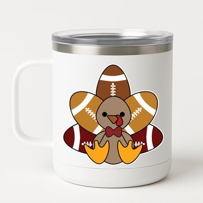 Cute Football Turkey Thanksgiving 12 oz Stainless Steel Tumbler Cup