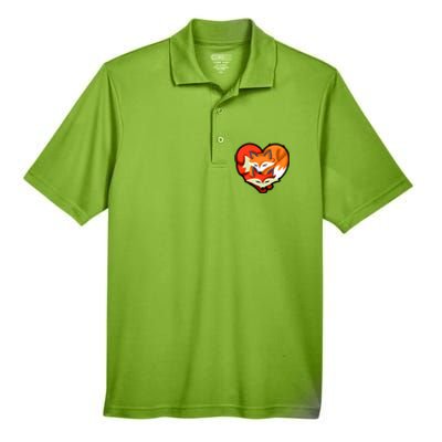 Cute Foxy Heart Fox Lover Men's Origin Performance Pique Polo