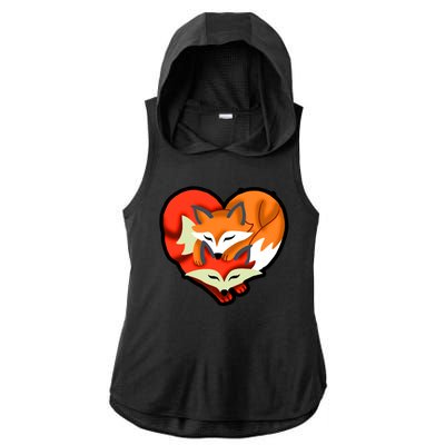 Cute Foxy Heart Fox Lover Ladies PosiCharge Tri-Blend Wicking Draft Hoodie Tank