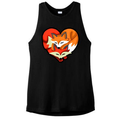 Cute Foxy Heart Fox Lover Ladies PosiCharge Tri-Blend Wicking Tank