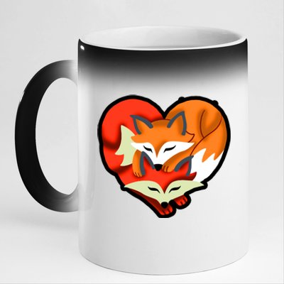 Cute Foxy Heart Fox Lover 11oz Black Color Changing Mug