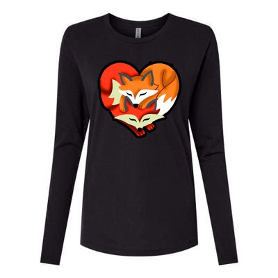 Cute Foxy Heart Fox Lover Womens Cotton Relaxed Long Sleeve T-Shirt