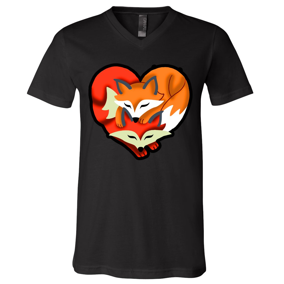 Cute Foxy Heart Fox Lover V-Neck T-Shirt