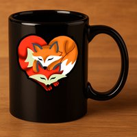 Cute Foxy Heart Fox Lover 11oz C Handle Ceramic Mug
