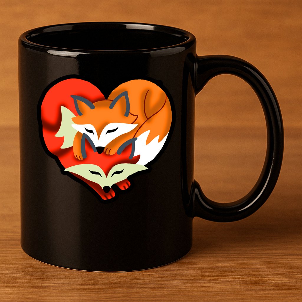 Cute Foxy Heart Fox Lover 11oz C Handle Ceramic Mug
