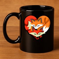 Cute Foxy Heart Fox Lover 11oz C Handle Ceramic Mug