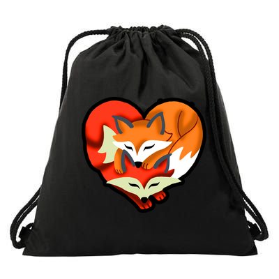 Cute Foxy Heart Fox Lover Drawstring Bag