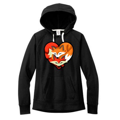 Cute Foxy Heart Fox Lover Women's Fleece Hoodie