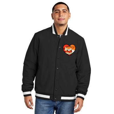 Cute Foxy Heart Fox Lover Insulated Varsity Jacket