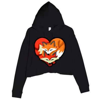 Cute Foxy Heart Fox Lover Crop Fleece Hoodie