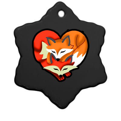 Cute Foxy Heart Fox Lover Ceramic Star Ornament