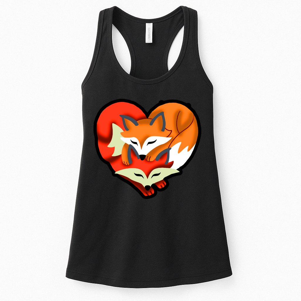 Cute Foxy Heart Fox Lover Womens Tank Top