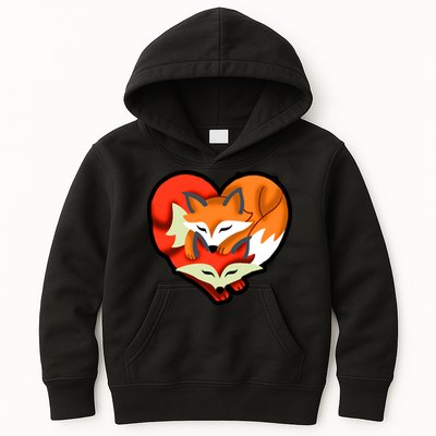 Cute Foxy Heart Fox Lover Kids Hoodie
