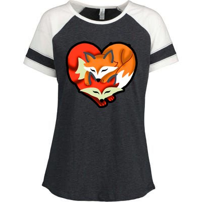 Cute Foxy Heart Fox Lover Enza Ladies Jersey Colorblock Tee