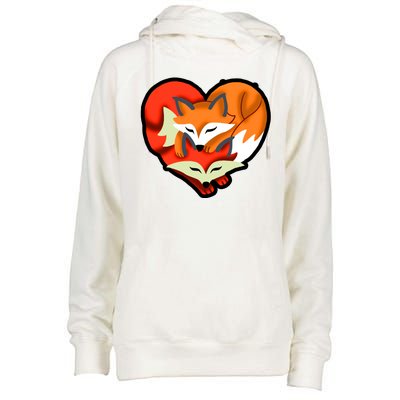 Cute Foxy Heart Fox Lover Womens Funnel Neck Pullover Hood