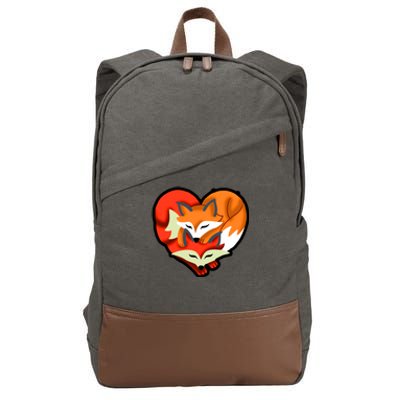 Cute Foxy Heart Fox Lover Cotton Canvas Backpack