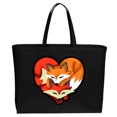 Cute Foxy Heart Fox Lover Cotton Canvas Jumbo Tote