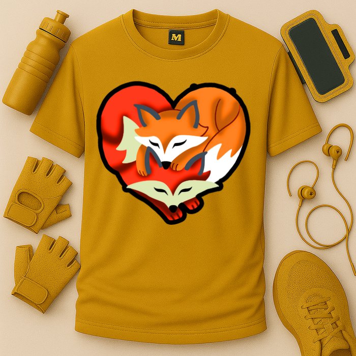 Cute Foxy Heart Fox Lover Cooling Performance Crew T-Shirt