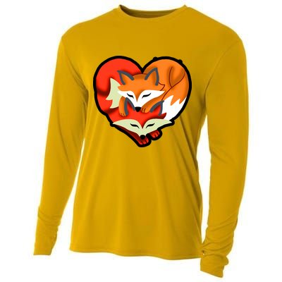Cute Foxy Heart Fox Lover Cooling Performance Long Sleeve Crew